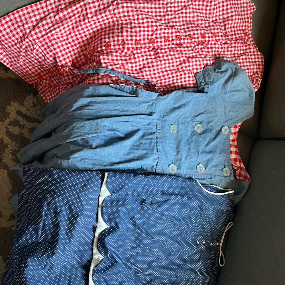 Vintage Red Gingham and blue Dress/skirt Set